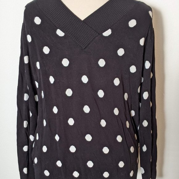 Fall! Double V-Neck Polka Dot Sweater - Picture 5 of 7